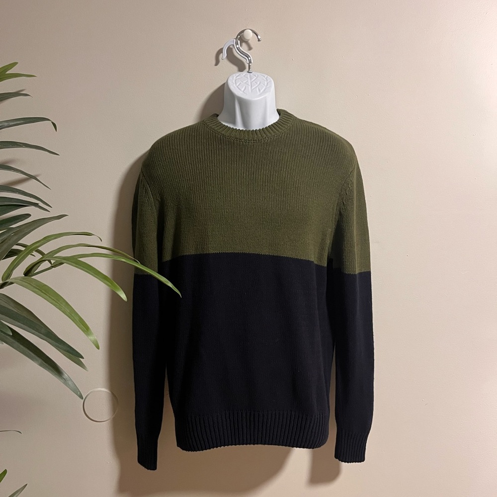 Mango Men’s Colorblock Navy/Green Sweater